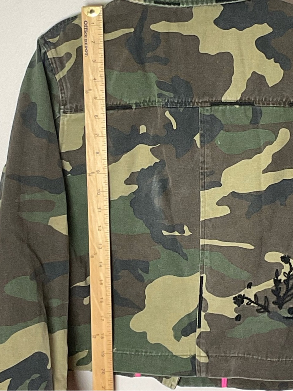 dolan Camouflage Jacket Black Embroidered Roses Hippie Festival Military Size M - Picture 8 of 11